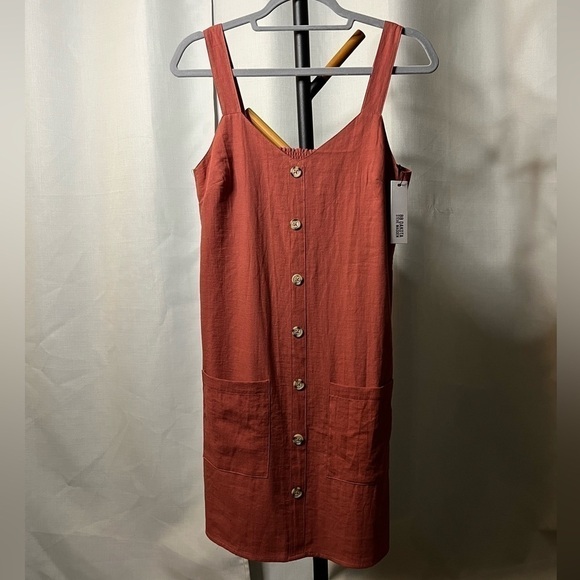 BB Dakota Steve Madden Easy A Button Front Tank Dress in Clay Small - Picture 4 of 11